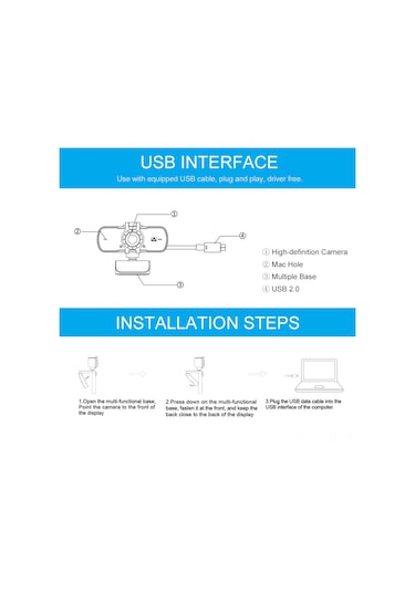 Yuntech01 2k Hd Usb Webcam P5 - Geniş Açı Lensli, Mikrofonlu, Sürücü Gerektirmeyen Bilgisayar Kamerası - Ders, Canlı Yayın, Video Konuşma İçin