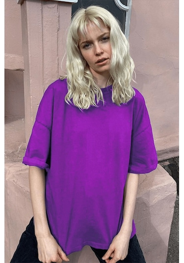 Uyguntarz Unisex Van Gogh Baskılı Oversize Tshirt Mor