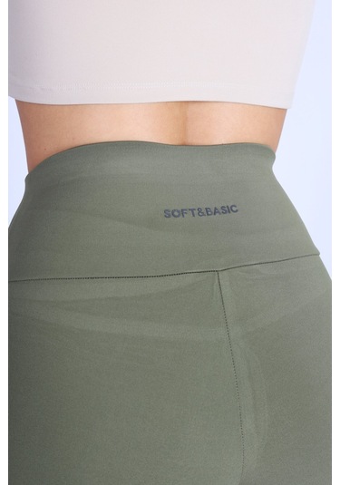 Soft&Basic Bıker Haki Kısa Spor Tayt Haki