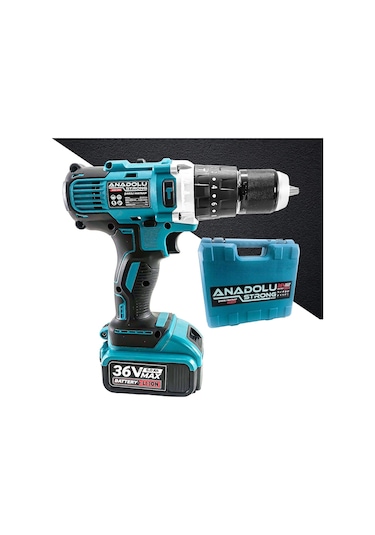 Anadolu Strong ANS1054-M 36V 5Ah Li-ion Çift Akülü Darbeli Matkap Vidalama Seti