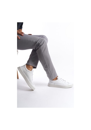 Mubiano Hakiki Deri Erkek Spor Ayakkabı & Sneaker Beyaz-mbkry013-b Beyaz