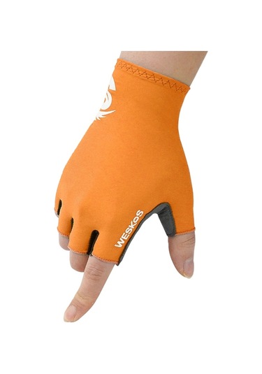 Açık Hava Sporları Yaz Bisiklete Binme Güneşten Korunma Yarım Parmak Eldivenleri -Turuncu