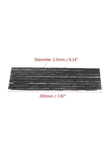 Lemestar 50 Adet Siyah Lastik Tamir Reçinesi 200mmx3.5mm - Lastik Delikleri Hızlı Tamiri, Özlü, Kauçuksuz, Dikişsiz Lastikler İçin