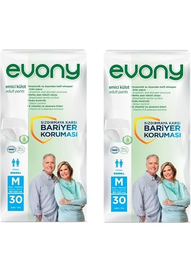 Evony 5.5 Damla Emici Külot Orta Boy M 30'Lu x 2 60 Adet