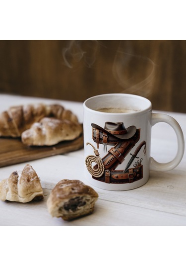 Z Harfi Kovboy Temalı Bardak 330 Ml İsim / Harf Kişiye Özel Hediye - Vahşi Batı Konsept Beyaz