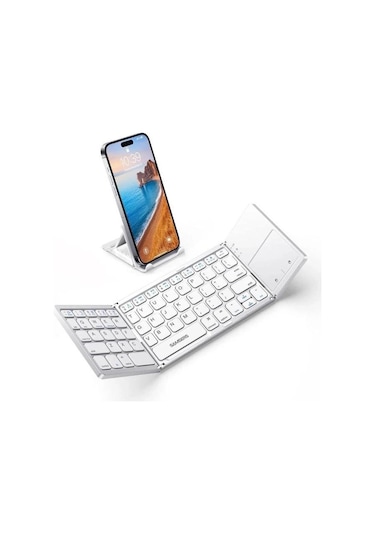 Samsung Uyumlu Samsers Touchpadli Katlanabilir Bluetooth Klavye Bt X 1 Frost Silver