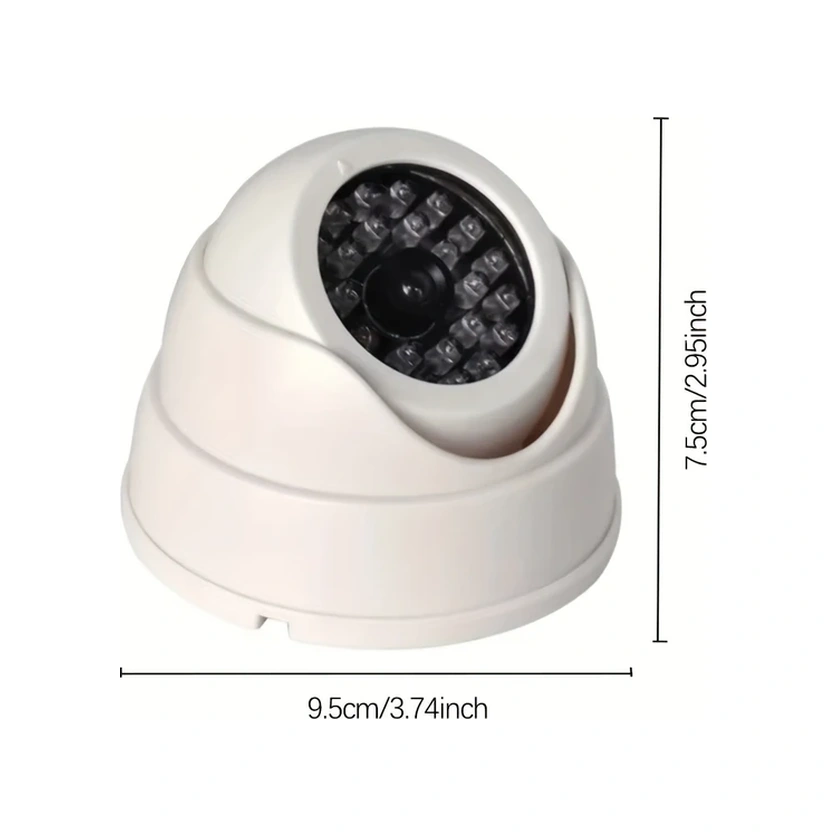 Cordial Beyaz, Kırmızı Led Işıklı, Pille Çalışan, Ev Ve İş Yeri İçin Simüle Güvenlik Kubbe Kamera