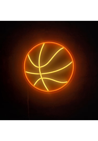 Basketbol Topu Neon Led Duvar Aydınlatması - 28x28 Cm