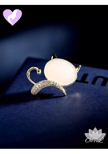 Olfil Mini Broş Kedi Yavrusu Kitten Kedi 193965798 Altın Rengi