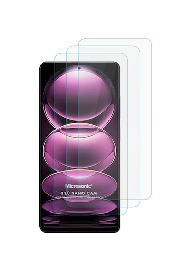 Microsonic Xiaomi Redmi Note 12 Pro Screen Protector Nano Glass Cam Ekran Koruyucu 3 Lü Paket