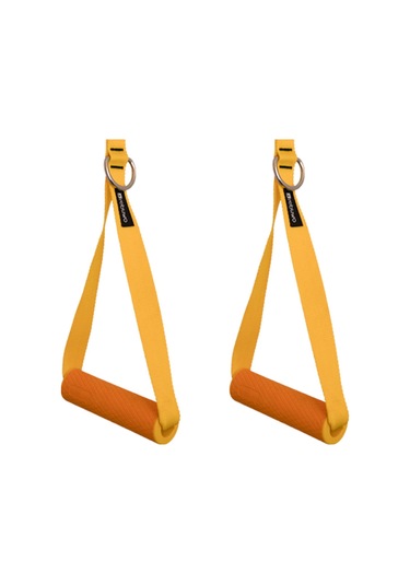 Rebuwo 3 Kademeli Ayarlanabilir Cable Cross Elciği 1 Çift - Turuncu Tutacaklı Sarı Fitness Ağırlık Çekiş / Reformer Egzersiz Aparatı 44cm