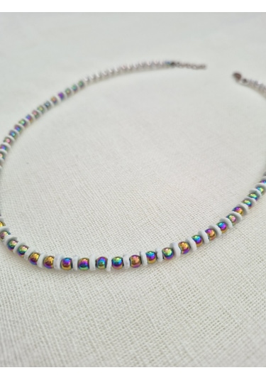 Termal Kuvars Doğal Taş Ve Mercan Doğal Taşlı Bayan Kolye Çok REnkli