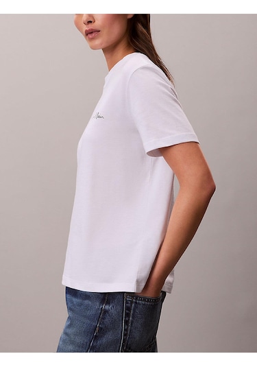 Kadın Classic Grafik T-shirt-13022 Beyaz
