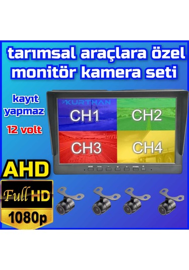 Kayıtsız 7 İnç Ekran 4 Adet Ahd 1080p Kamera Seti 12 Volt