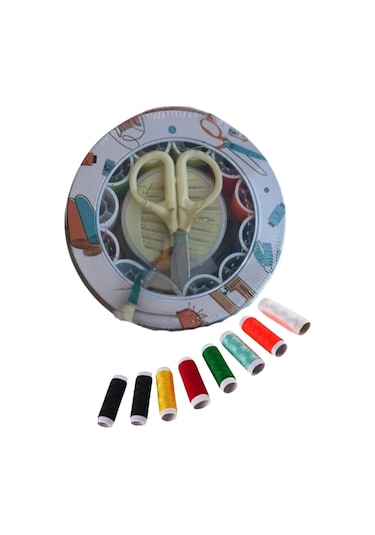 İplik Set Teneke Kutu Dikiş Seti