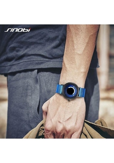 Yingfu Mavi Sınobı Moda Tasarımı Erkek Kuvars Kol Saatleri Adamın Örgü Kayışı Lüks Spor Hediyelik Saat Reloj Hombre Mavi