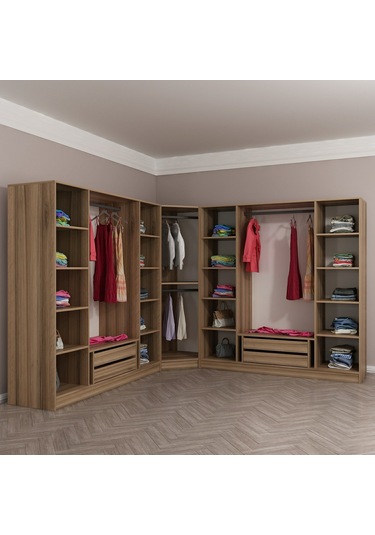 Minar Kale 9 Kapaklı 4 Ç Köşe Dolap Dore Antrasit 210cm Çok Renkli