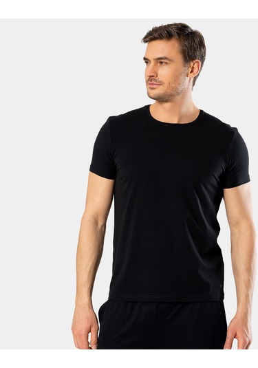 Cacharel Erkek Bisiklet Yaka Likralı T-shirt 1331/siyah 001