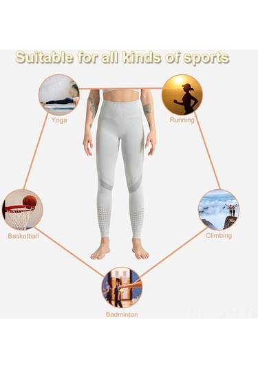 Fortunelane Kadın Yoga Taytları - Dar Kesimli, Yüksek Bel, Delikli Tasarım, Spor Ve Outdoor Kullanıma Uygun - Hafif Gri 6093 Açık Açık Gri