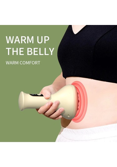 Elektrikli Sıcak Taş Masaj Sıcak Yakı Guasha Aracı Kablosuz Bej