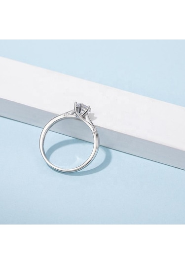 Yeşil Bague Ringen Gerçek 1.0 Karat Mozanit Pırlanta Yüzük Kadınlar Için Güzel Takı 925 Ayar Gümüş Nişan Düğün Bayan Anillo