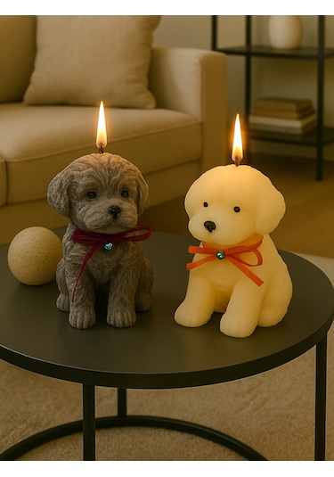 Sevimli Köpek Mum Gri