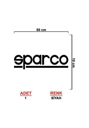 Sparco Sticker - Oto Sticker - Araba Sticker - Araç Sticker - Cam Sticker - 50cm X 10cm - Siyah