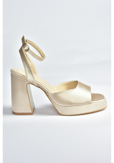 Fox Shoes Ten Saten Kumaş Kalın Platform Topuklu Kadın Ayakkabı M (546768491)