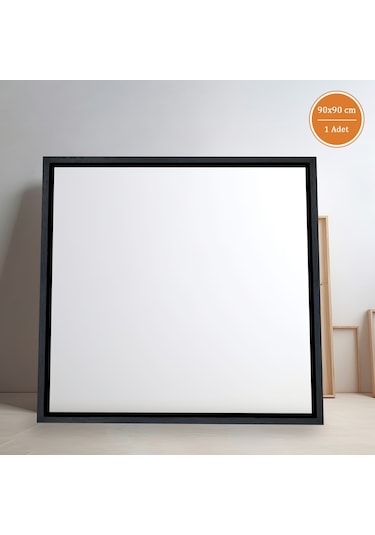 Siyah Çerçeveli Tuval 90 x 90 CM Kare Profesyonel %100 Pamuk Boş Tablo