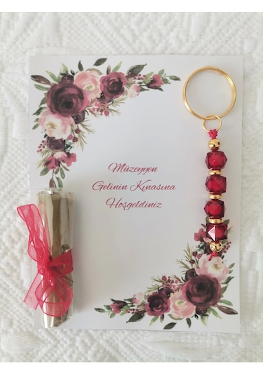 50 Adet Kişiye Özel Tasarım Dağıtmalık Hediyelik Kına Ve Anahtarlık Seti