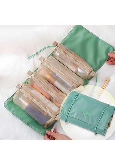 Unimarket Zunhai 4'ü 1 Arada Kadın Portatif Su Geçirmez Kozmetik Çanta - Yeşil O3bbwq