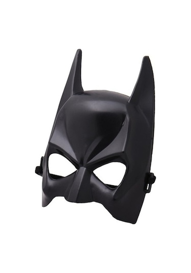 Siyah Renk Çocuk Boy Arkadan Lastikli Batman Maskesi Yarasa Adam
