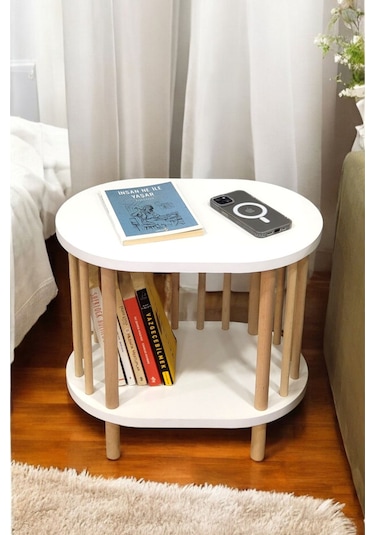 Yan Sehpa - Komodin - Salon - Oturma Odası Zigon Sehpa Beyaz