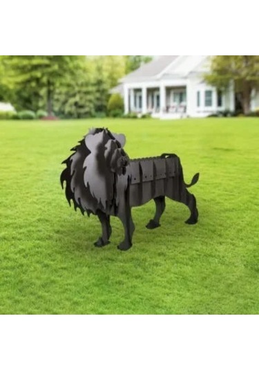 Aslan Mangal, Metal Aslan Şeklinde Mangal, Kömürlü Barbekü, Dekoratif Heykel Ml-02