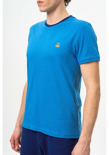 Benetton Bnt-m20461-23y Erkek T-shirt BNT-M20461-R1161 Mavi