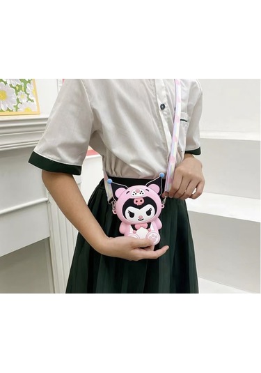 Snapbuy Silikon Mini Çocuk Çantası, Kuromi Tasarımlı, Çapraz Askılı Kuromi Pembe