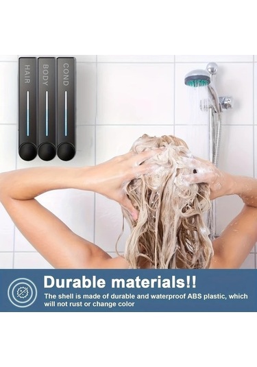 Bosphorusboutique02 Siyah B 350ml Duvar Montaj Sabun Dağıtıcı, 3 Adet, Otel/banyo/mutfak, El Yıkama, Duş Jeli/şampuan, Delme İzleri Olmadan Kurulum, Ev Kullanımı Siyah