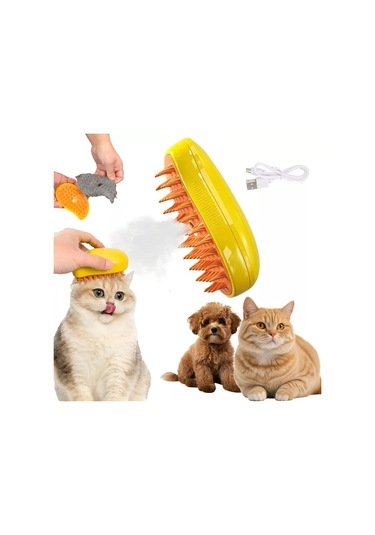 Geekyou Kedi Köpek Elektrikli Buharlı Fırça - 3'ü Bir Arada Tüy Temizleme, Masaj Ve Saç Bakımı Aracı Yeşil