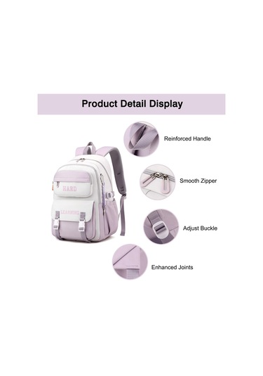 Sones Kontrast Renkli Günlük Sırt Çantası Üniversite Okul Çantası 15.6 İnç Dizüstü Bilgisayar Çantası Mor Beyaz Diğer