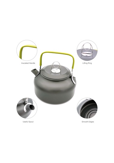 Maiyame 0.8l Alüminyum Çelik Kamp Çay/ Kahve Çayı, Hızlı Isıtma, Isı Yalıtımlı Kollü, Taşınabilir Outdoor Su Kaynakçısı Yeşil