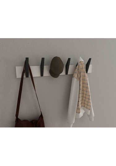 Hepsi3boyutlu Modern Duvar & Kapı Kanca Askılık - 6 Adet Siyah Kanca Askılık - Model No : 4 Siyah