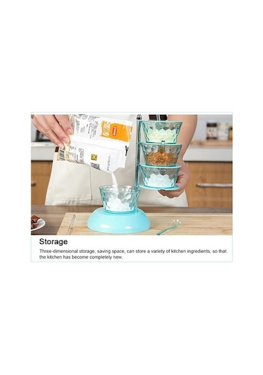 Novahub Beyaz 4 Katlı Mutfak Düzenleyici, Dönen Baharat Ve Biber Rafı, Baharat Depolama Kavanoz Seti Beyaz