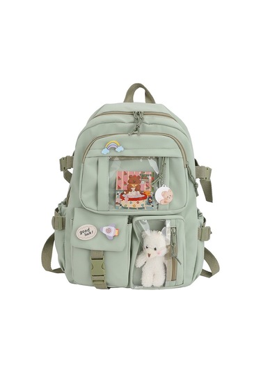 Retro Tarz Tuval Kumaş Küçük Boy Omuz Çantası Kadınlar İçin Şık Ve Rahat Okul Çantası Ortaokul Öğrencileri İçin Sırt Çantası Günlük Kullanım İçin Pratik Çanta Yeşil