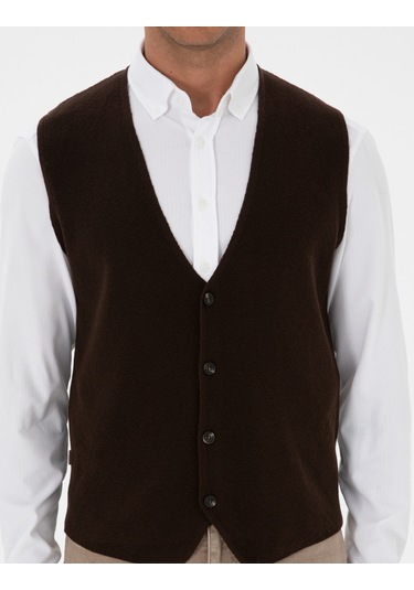 Pierre Cardin Erkek Koyu Kahverengi Yelek Triko 50317313-vr084 Koyu Kahverengi