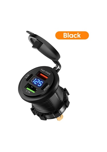 120 W Modifiye Araç Şarj Cihazı Hızlı Şarj Gerilimi Göstergesi 4 Port Usb Tip C Black Black