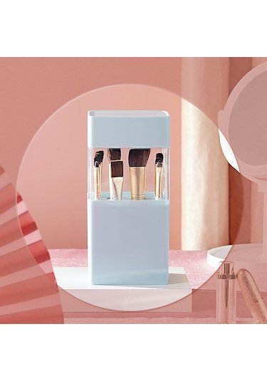 Hfambition Beyaz Makyaj Fırçası Organizasyon Kutusu - Şeffaf Toz Koruma, Dolap Üstü Tahtası, Kaliteli Malzeme, Zp018