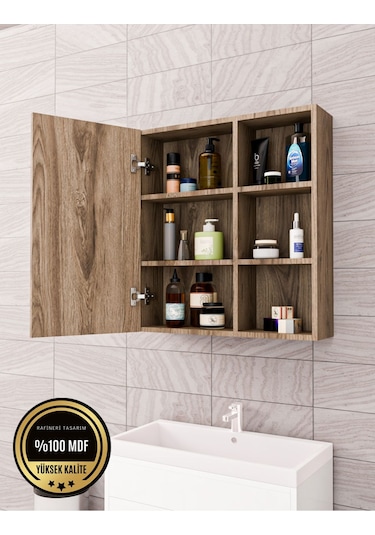 Tek Kapaklı Aynalı Banyo Dolabı Çok Amaçlı Banyo Dolabı Kahverengi Tek Kapaklı Aynalı Banyo Dolabı Çok Amaçlı Banyo Dolabı Kahverengi