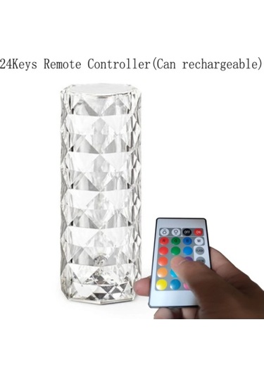 Kristal Elmas Masa Lambası 16 Renk Usb Şarjlı Dokunmatik Çok Renkli