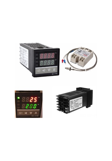 Youmex Rex-c100 Pıd Akıllı Sıcaklık Kontrolörü + 1m K Tipi Prob + 40a Solid Röle Isıtma/soğutma Uygulamaları İçin