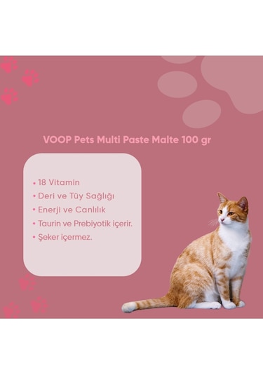 Voop Pet Multi Paste Malte Kedilerde Tüy Yumak Multivitamin Macun 100 G